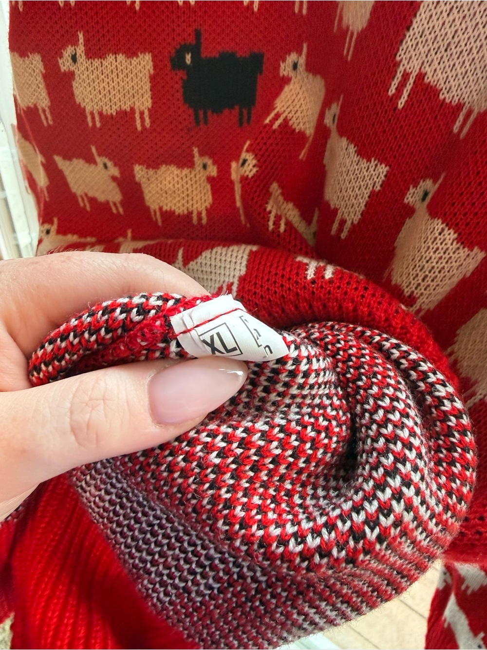 Red Sheep Pattern Crewneck Sweater - Picture 2 of 3